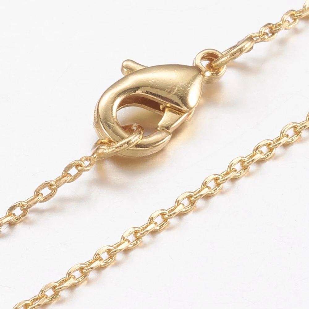 

1pc Brass Chain Necklaces Making Cross/Rolo Chain with Lobster Claw Clasps Real 18K Gold Plated 17.7 inch(45cm)