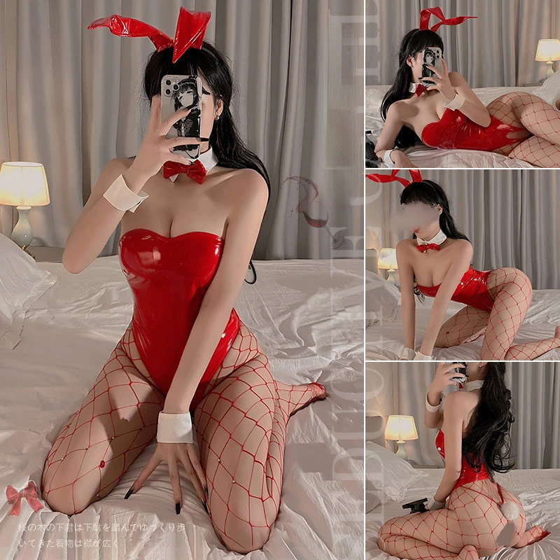 

Новое Сексуальное нижнее белье с открытой промежностью, форма кролика для девушки, соблазнительная пикантная одежда из лакированной кожи, ...