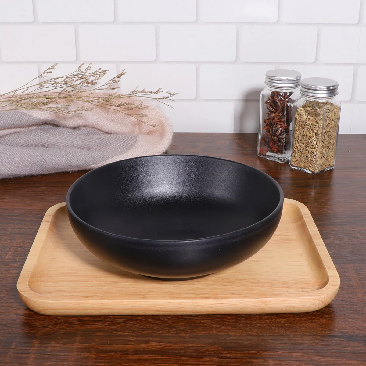 

A5 Melamine Tableware Bowl Japanese Style Ramen Bowl Black Porcelain Imitation Porcelain Noodle Container For Home (Only 1pc)