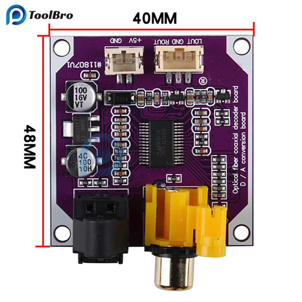 Плата цифрового аудио декодирования ЦАП 5-12 В постоянного тока 24 бит 192 кГц