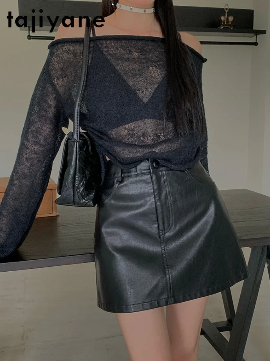 TAJIYANE юбки из натуральной овчины для женщин элегантная юбка кожи осень-зима 2023