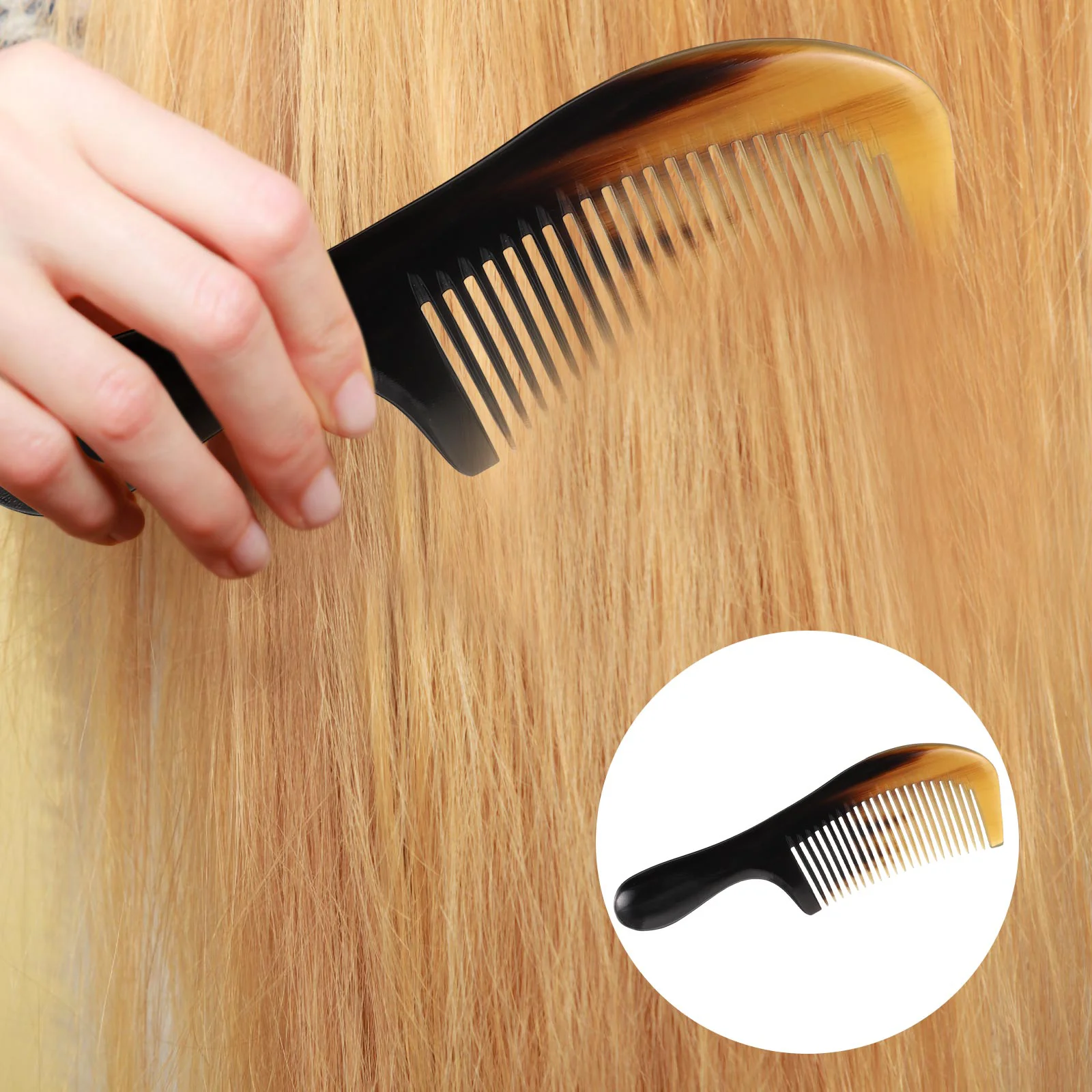 

1Pc Creative Ox Horn Woman Comb Practical Horn Hair Comb (Assorted Color)