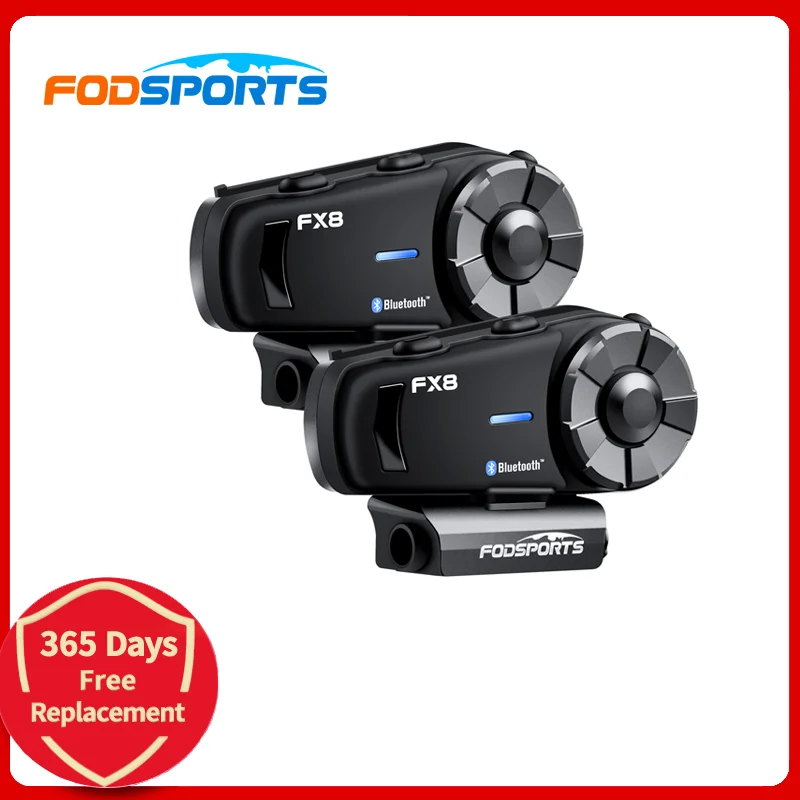 

Bluetooth-Интерком Fodsports FX8 Для мотоциклетного шлема, 1000 м, 2 шт.
