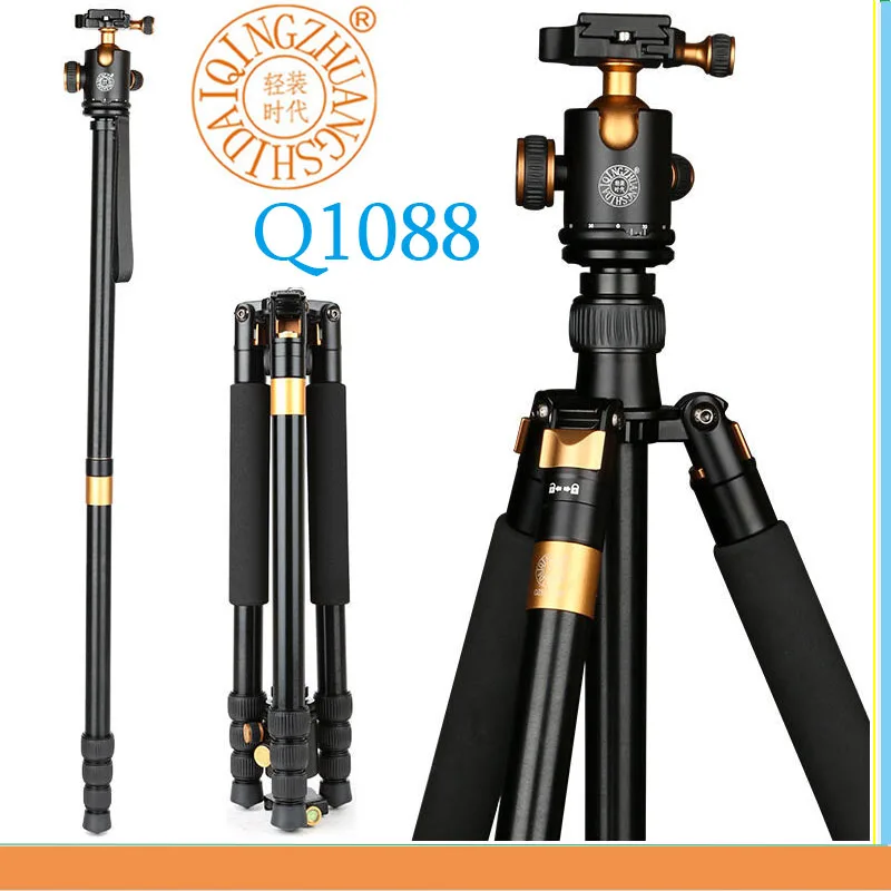 

QZSD Q1088 Tripe Professional Photographic Tripode DSLR Camera stand Tripod with Ball Head Monopod Tripe Para Camera Accessories