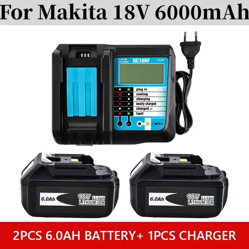 

Makita 18V6Ah Rechargeable Electric Tools Battery 6000mah Li-Ion Replacement PowerBatteryFor BL1880BL1860BL1830battery+4ACharger