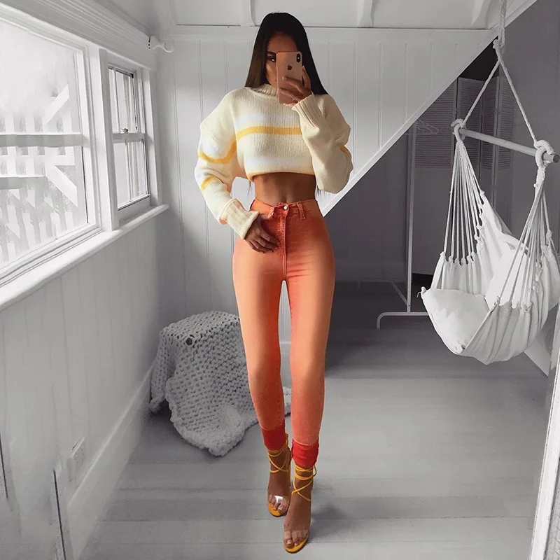 

Autumn Sweater Women 2021 Casual Long-sleeved Women's Round Neck Sweater Striped Knitted Pullover Women's Sweater Pullover