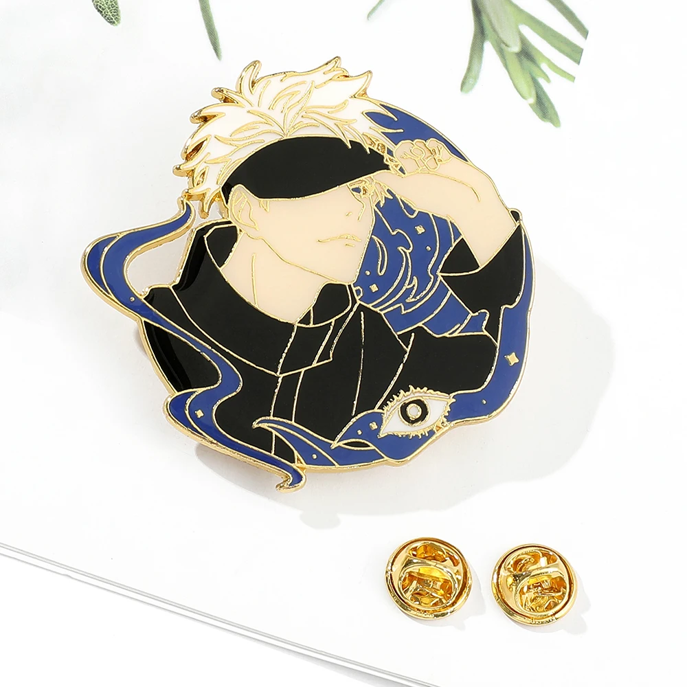 Эмалированные булавки с круглыми металлическими пуговицами в стиле аниме