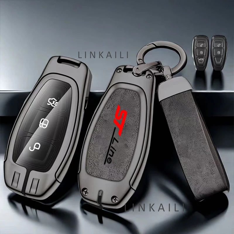 

Набор автомобильных ключей для Ford ST Line Fiesta Focus Mondeo Ecosport Kuga Puma Edge Escape, металлический кожаный автомобильный брелок для ключей, аксессуары