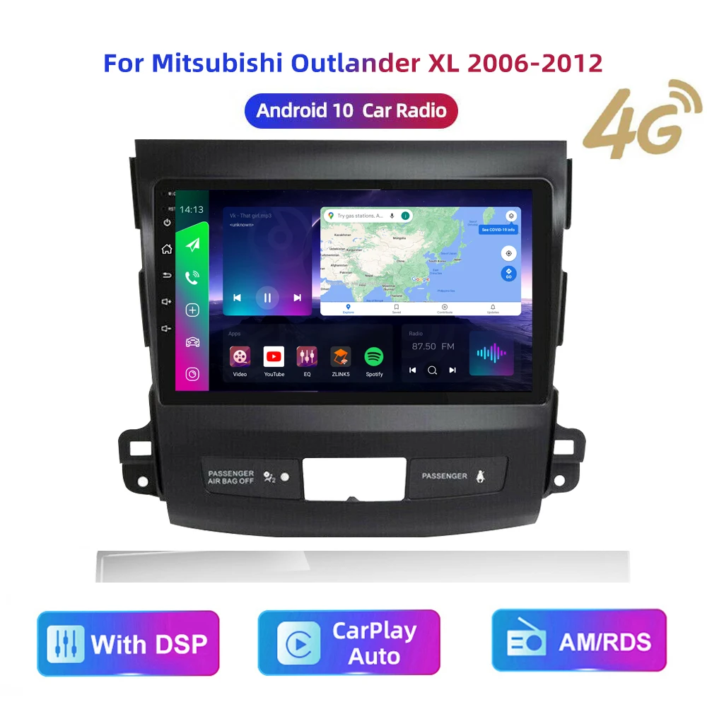 

HD мультимедийный 9 дюймовый автомобильный стерео радио android GPS Carplay/Авто 4G AM/RDS/DSP для Mitsubishi Pajero 4 V80 V90 2006-2014