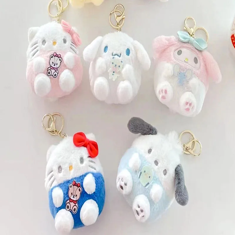 

Kawaii Sanrio Keychain Plush Anime Kuromi Doll Keyring Hello Kitty Plushie Cinnamoroll KeyChains Bag Pendant Toy Gift For Kids