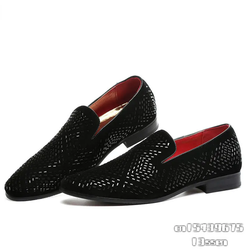 

Men Fashion Loafer Shoes party Dress Casual Rhinestone Pointed Toe Flat Breathable party Dress Shoes Zapatos Hombre