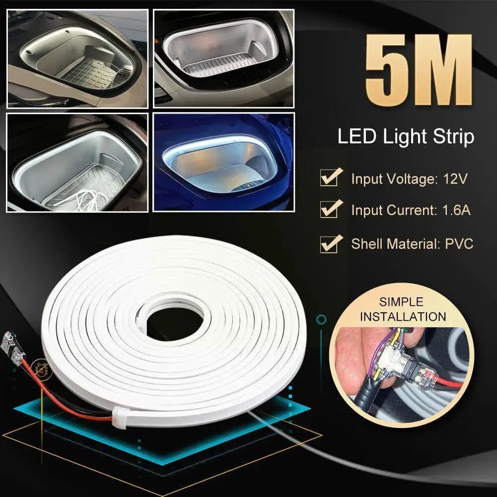 

5M Frunk Brighten LED Strip Modified Lighting For Tesla Model 3 Y S X Car Front Trunk Light LED Tube Waterproof Silicone Li U4U9
