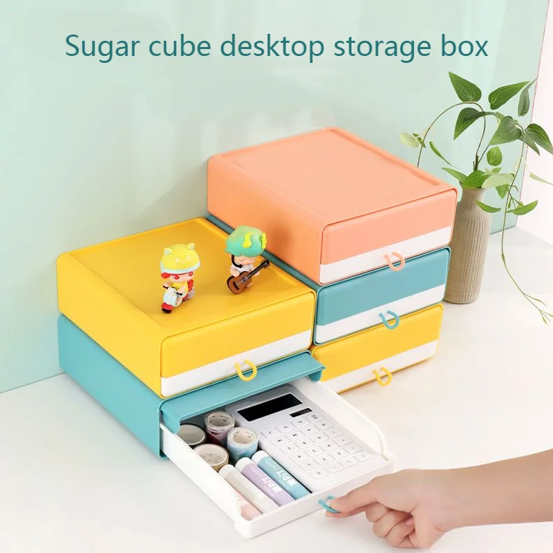 Dormitory Desk Stationery Storage Box Multi-Layer Stacked Cosmetics Storage Box Drawer Desktop Storage Box