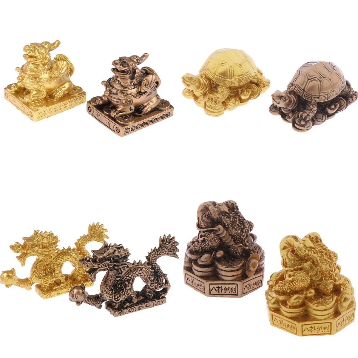 

1Pcs Jinchan/Dragon/Turtle Figurines Miniatures Desk Ornaments Antique Bronze Chinese Animals Statue Home Feng Shui Decor