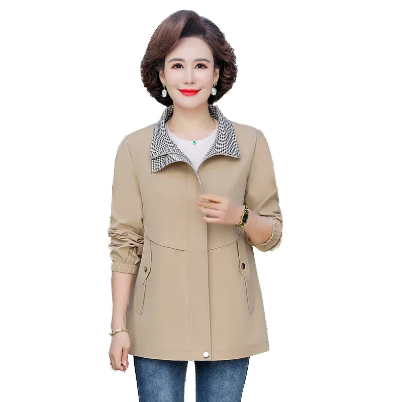 

Пальто для женщин среднего и пожилого возраста, новая осенняя куртка на молнии с лацканами, верхняя одежда, платье для матери, Женская куртка