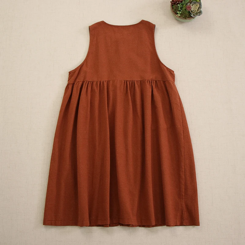 Женское винтажное платье-майка в клетку с круглым вырезом