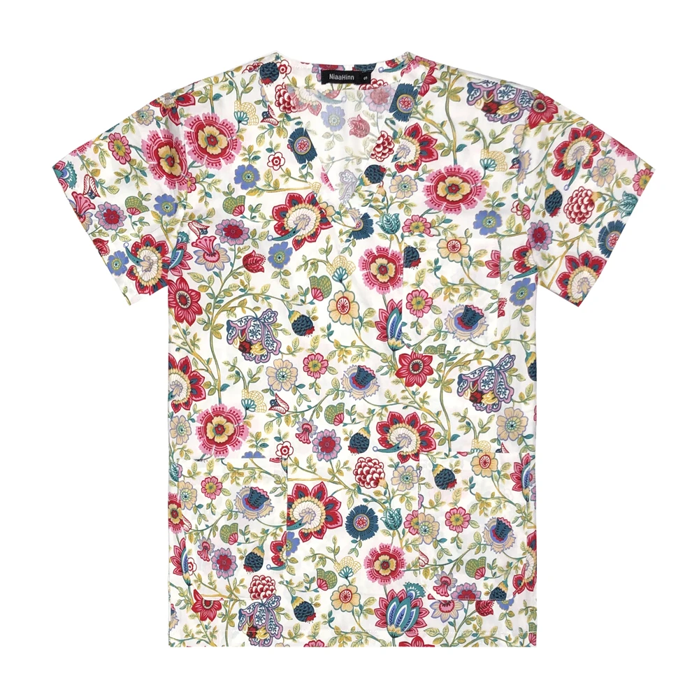 Красивая высококачественная медицинская форма с цветочным принтом летний топ