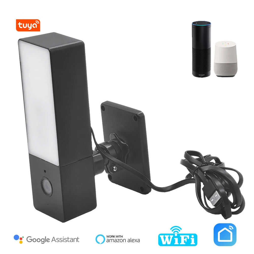 

1080P Tuya прожектор Wi-Fi камера безопасности IP CCTV видеокамера обнаружения движения ночного видения Водонепроницаемая Женская настенная камера