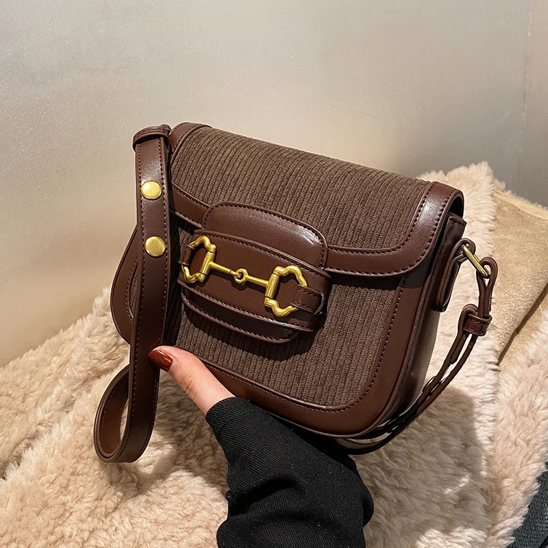 

NEW Small square bag Brand PU Leather Saddle Crossbody Bags for Women 2022 Winter Luxury Women Handbags Shoulder Handbags