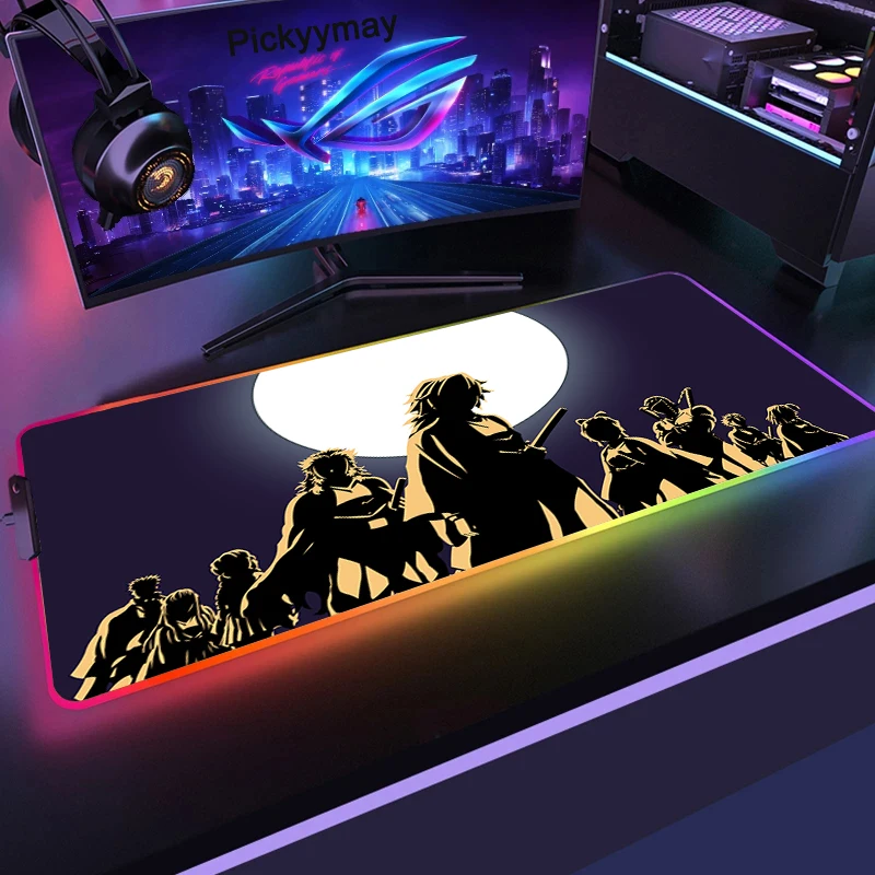 demon slayer anime rgb 900400 rubber gaming mouse pad led laptop keyboard mat anti slip kimetsu no yaiba mousepad cs go xxl free global shipping