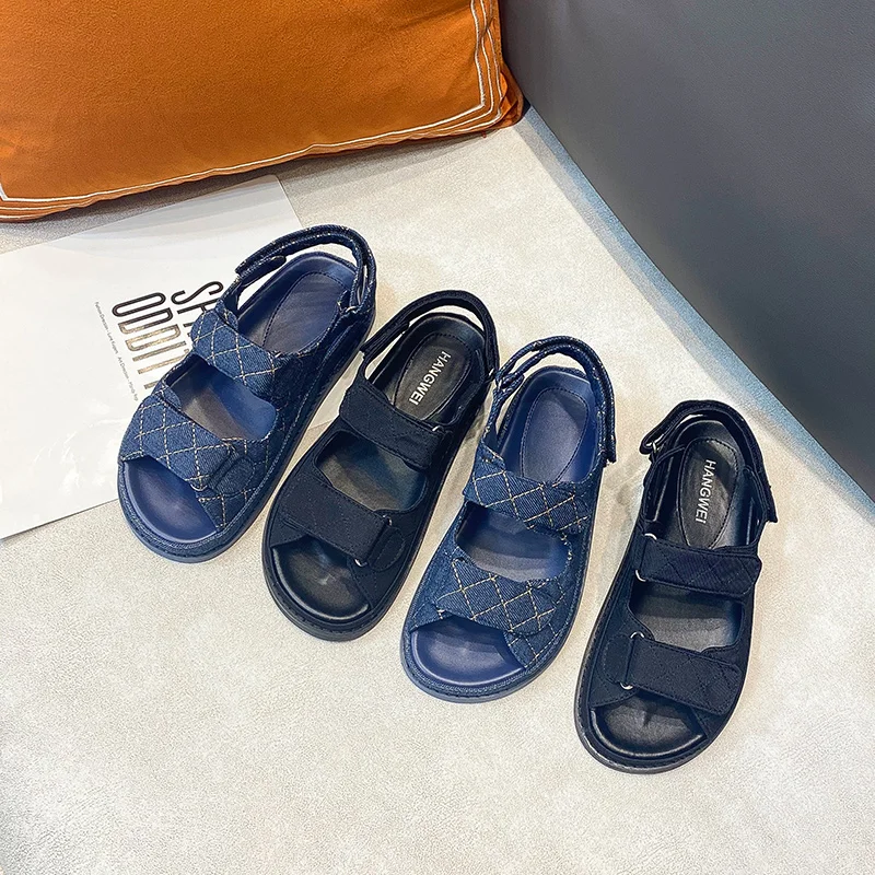 Сандалии TUINANLE женские из мягкой искусственной кожи босоножки денима и удобные на