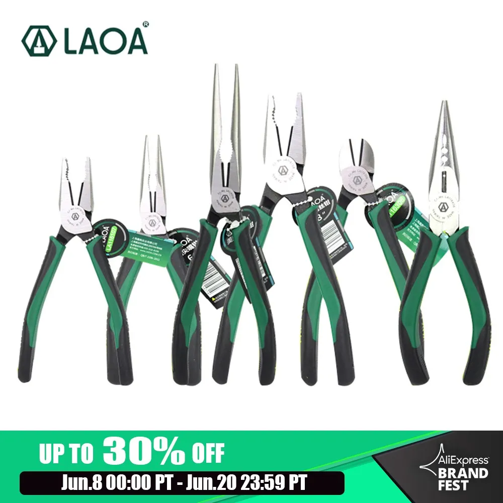 

LAOA CR-MO Combination Pliers Long Nose Plier Fishing Pliers Wire Cutter Stripping American Type Tools For Electrician 1pc