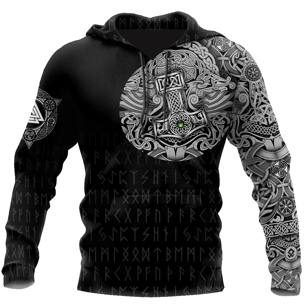 Viking Hooded Sweatshirts Men's Hoodie 3D Printed Pullover Oversized Men's Clothing Tops Male Spring Fall Loose Vintage Clothes
