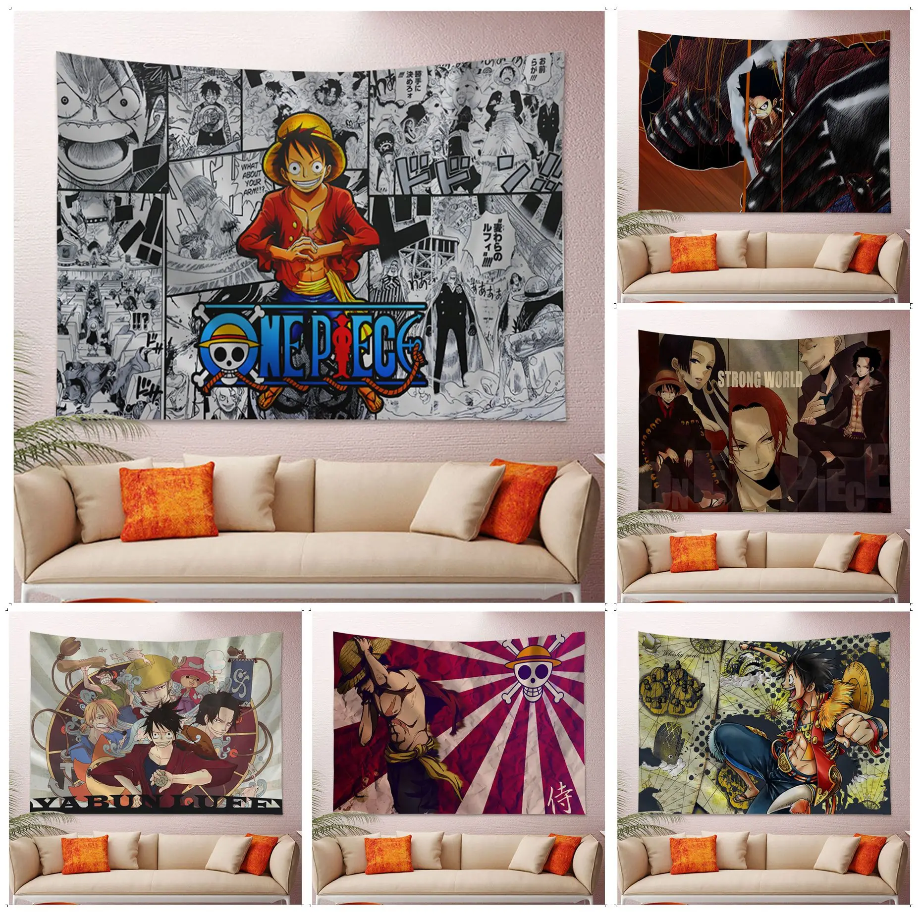 

Bandai One Piece Monkey D. Luffy Hanging Bohemian Tapestry Japanese Wall Tapestry Anime Home Decor