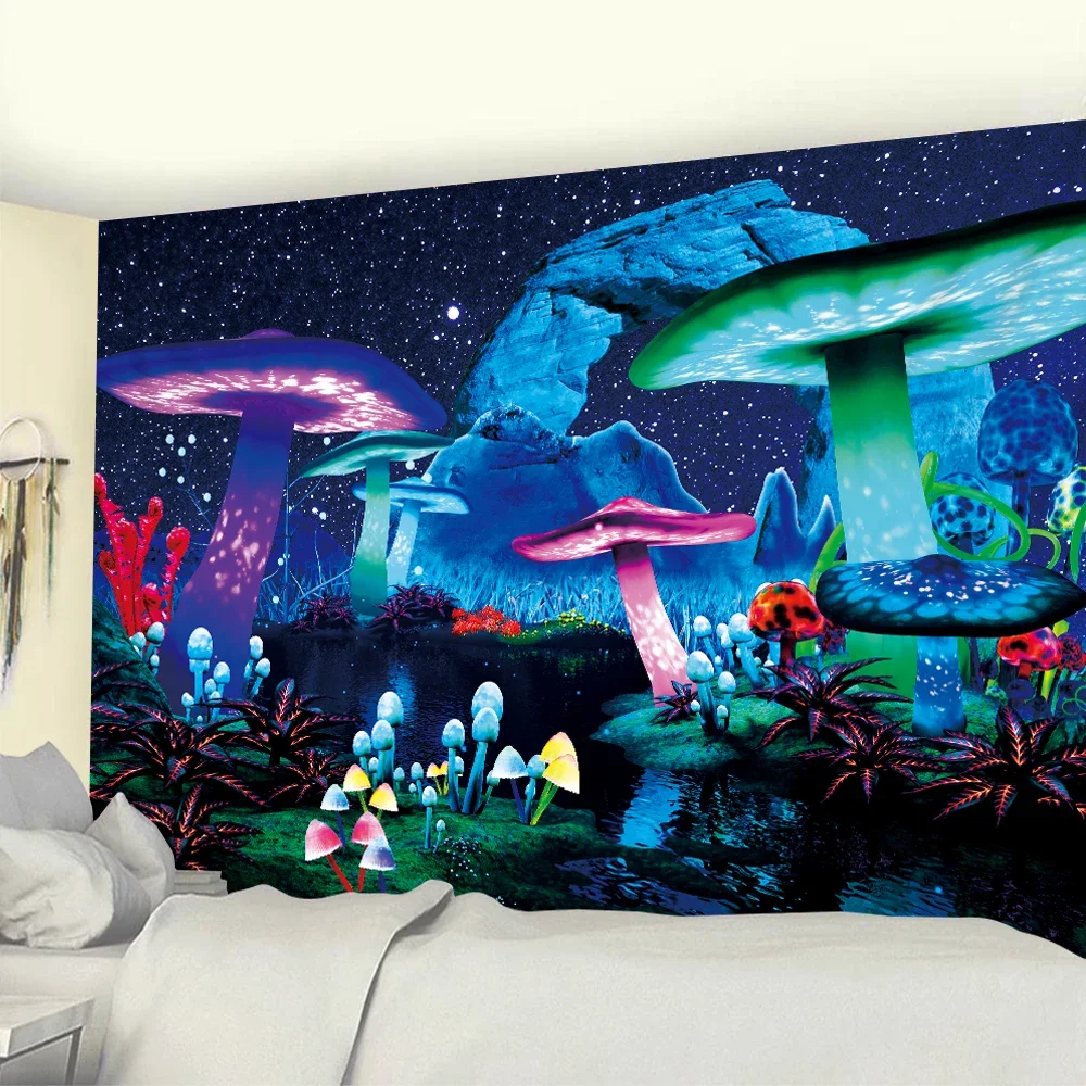 ł grzyb psychodeliczna scena Mandala Home Decor Art Tapestry Hippie Boho Pretty Room Wall Hanging