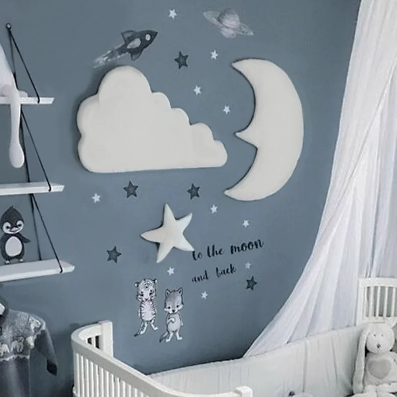 INS Newborn Moon Star Cloud Creative Personality Holiday Decor Kids Room Decorative Wall Hanging Photography Props Accessories