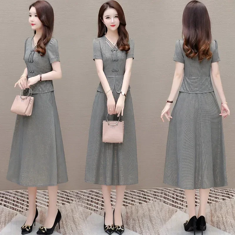 Женское шелковое платье в китайском стиле элегантное с V-образным вырезом