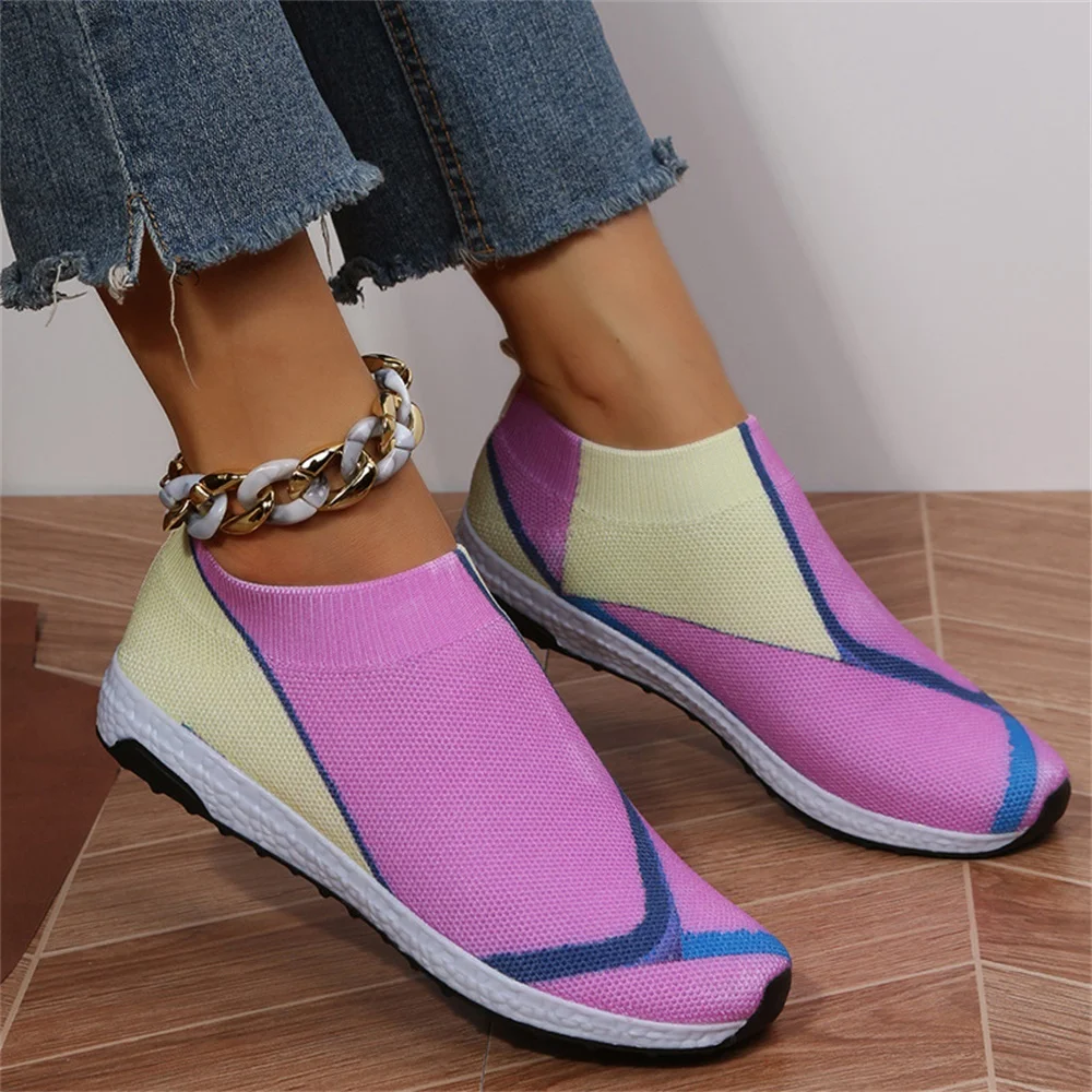 Women's Breathable Sneakers 2023 Spring New Mix Colors Slip On Ladies Comfy Loafers 35-43 Large-Sized Outdoor Female Sport Flats