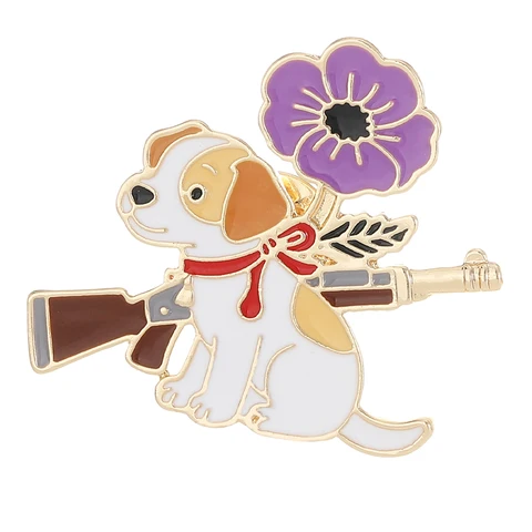 Броши Meirenpeizi с собакой и маком