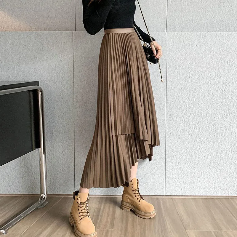 

Women's Autumn/winter 2022 Irregular Pleated Skirt Mid-length Skirt Summer Clothes Lolita Aesthetic Skirts With High Waist Y2k