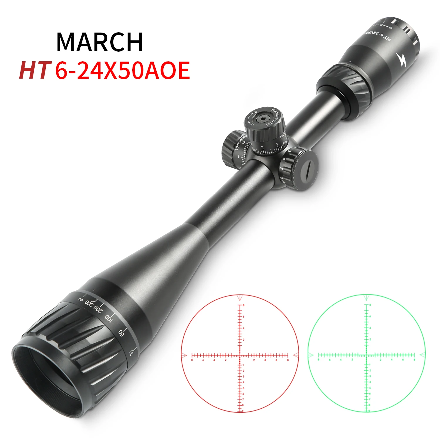 

MARCH HT 6-24x50AOE Hunting Riflescopes Tactical Optical Sight Glass Etched Reticle Illuminated Airsoft Pistol Rifle Scope