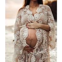 donjudy sexy cardigan maternity dress for pregnancy women floral embroidery cotton dress gown party wedding clothes photoshoot