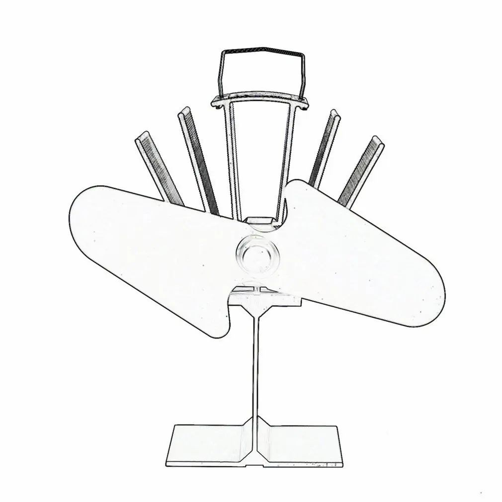 

2 лезвия, вентилятор для печи, работающий от тепловой энергии домашний бесшумный, Ультра тихий вентилятор для дровяной плиты