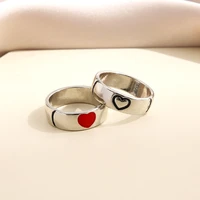 2 piecesset silver color couple rings fashion wedding bride female hip hop jewelry love heart rings anniversary best friends