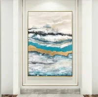 handmade canvas oil painting on canvas modern abstract wall home decoration pictures sea wave for living room bedroom no framed