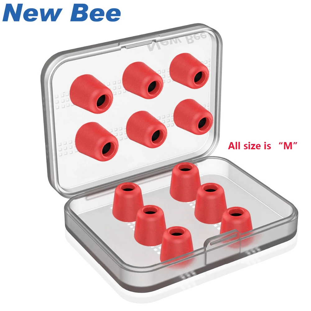New Bee 6 Pairs Replacement Earphone Tips Noise Isolation Red Memory Foam Headset Pads Earpiece Earbuds for In Ear - купить по