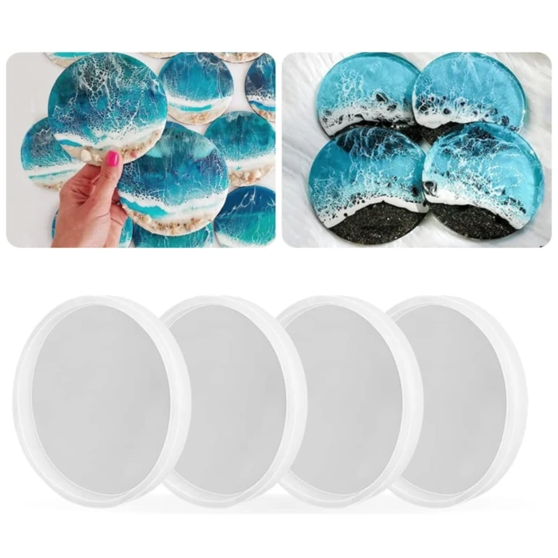 

12Pcs Coaster Resin Molds Container Round Silicone Mould Cups Mats Diy Epoxy Resin Mold Coaster Storage Box Craft Making 124A