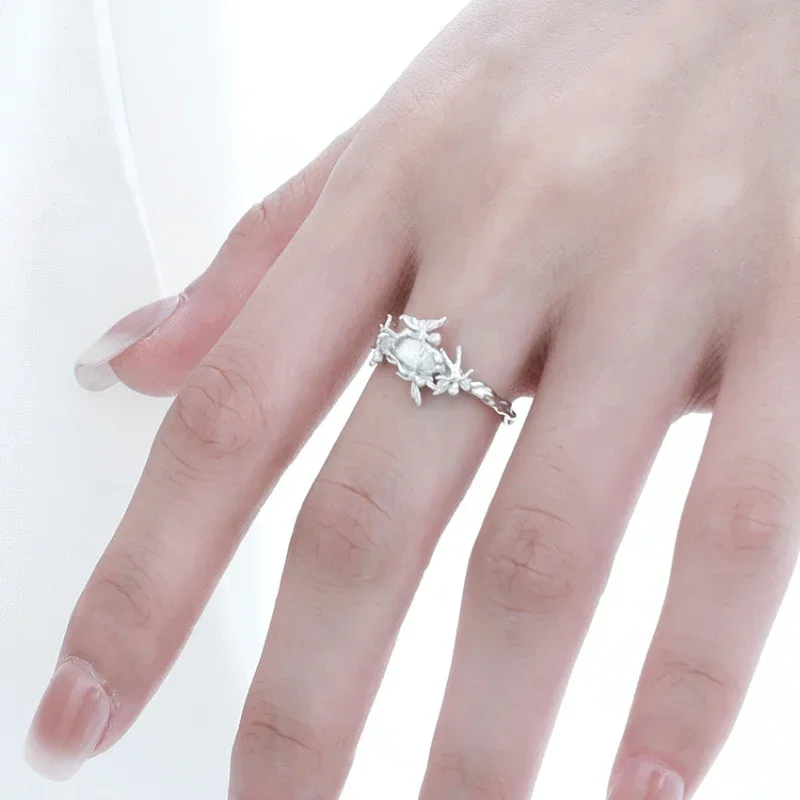 Роскошные инкрустированные опаловым камнем S925 кольца из стерлингового серебра