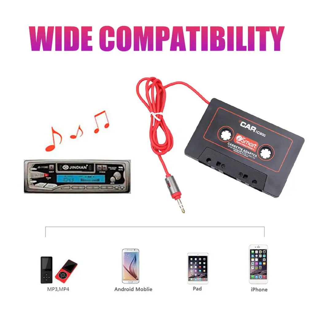 

Car Cassette Adapter 3.5mm Car Audio AUX Cassette Adapter for CD/ MP3/ Smartphones