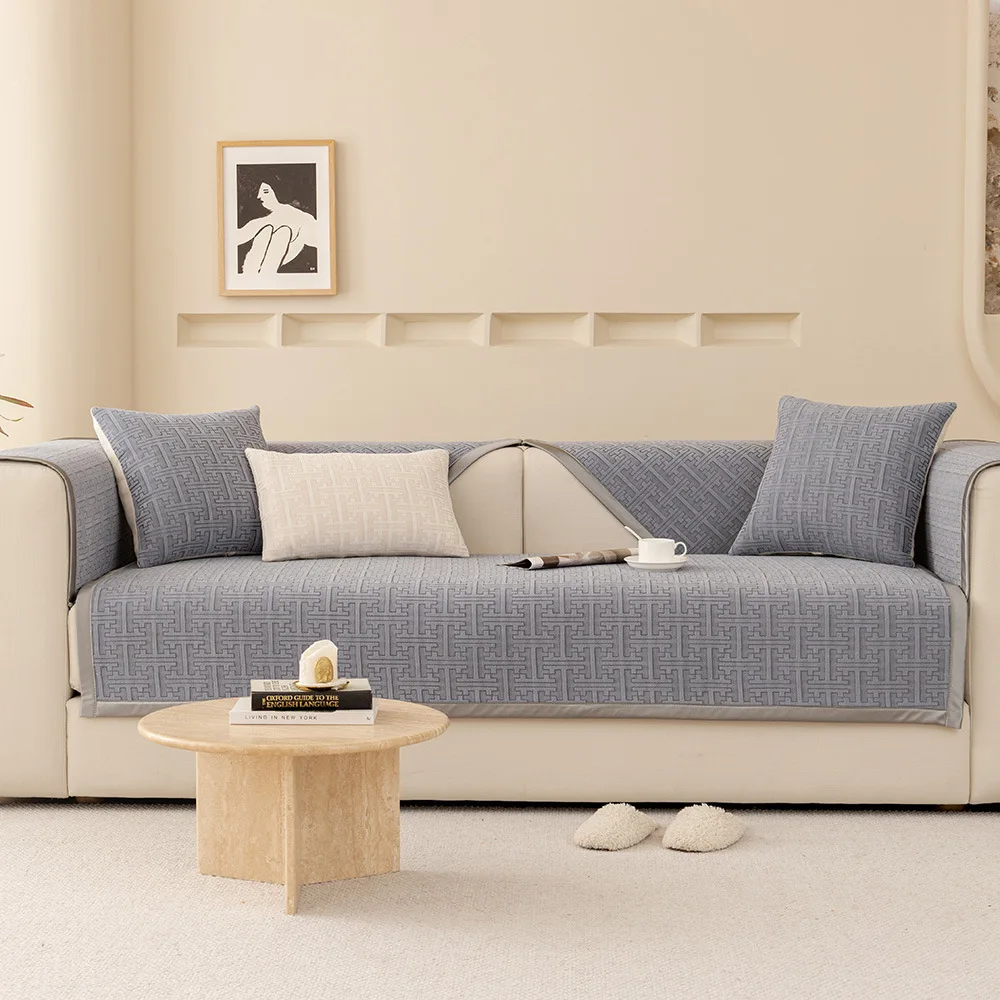 

Universal Non-slip Sofa Cover Summer Light Luxury Chenille Four Seasons Modern High-end Living Room Cushion Cover Cloth