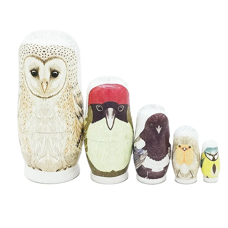 2022 Новый набор росписи яиц с совами Matryoshka Dolls ручной работы орнамент из дерева фигурки искусства игрушка в подарок на день рождения и Пасху для ребенка.