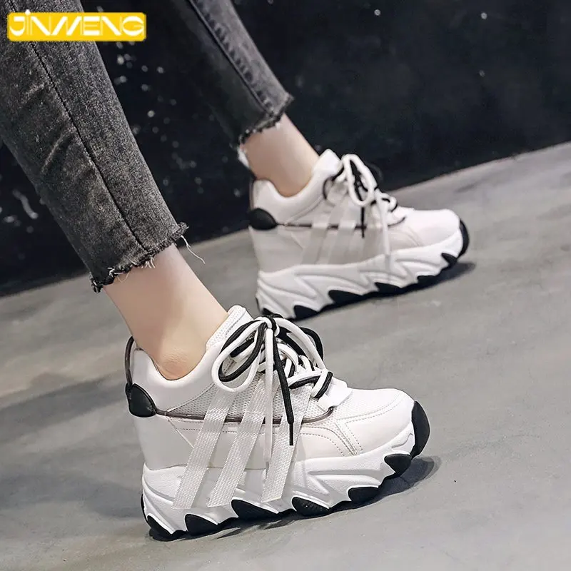 

Thick Sole Invisible High Heel Sports Vulcanized Shoes Breathable Mesh Casual Fashion Ladies Sneakers