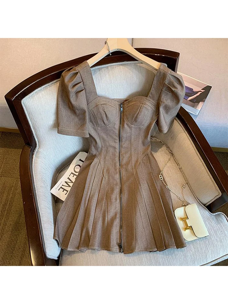 Женское винтажное вечернее платье с квадратным вырезом элегантное мини-платье