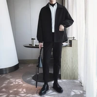 korean casual suit mens autumn and winter new jacket jacket loose straight handsome long pants trend two piece set