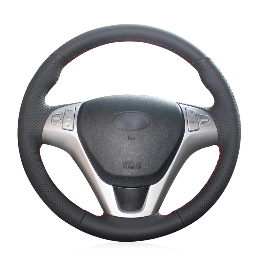 

DIY Hand-stitched Non-slip Durable Black Leather Car Steering Wheel Cover For Hyundai Rohens Coupe 2009