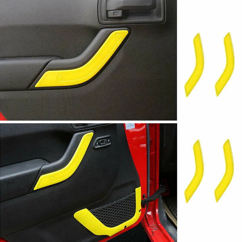 

For Jeep Wrangler JK 4DR 11-17 Yellow Inner Door Armrest Panel Trim Cover Strip